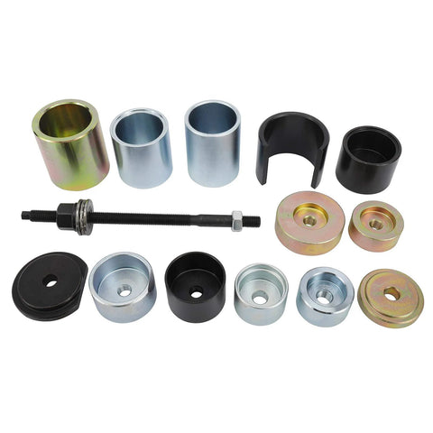 BTSHUB Silent Bearing Puller Kit with metal sleeves, spacers, and long bolt for BMW rear differential bushings.