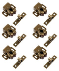 Six Pack Cabinet Door Latches With Screws, Bronze Finish Double Roller Catch Hardware arranged in a pattern