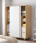 Modern wardrobe with sliding door featuring 2 Pack Rectangular Recessed Concealed Door Handles 115mm Embedding Sliding Cabinet Pulls.