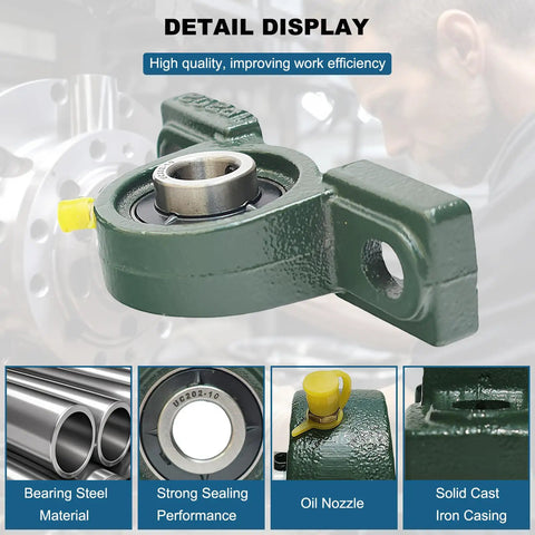 4 Pack UCP202-10 Pillow Block Bearings 5/8 Inch Mounted With Solid Cast Iron Base And Self Alignment For Heavy Machinery