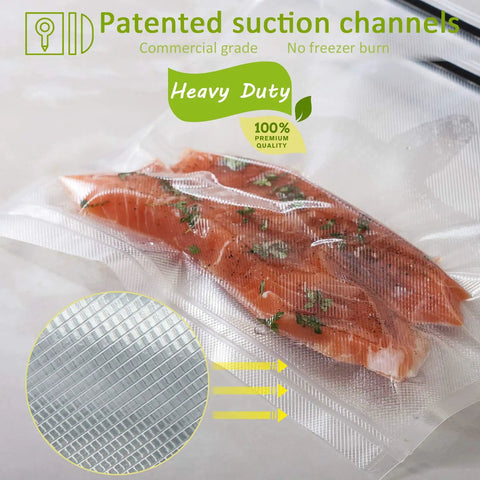 Heavy Duty Vacuum Sealer Bags Set Featuring Two Handy Sizes 11x20 And 8x20 Inches Thickened Smell Proof Puncture Resistant