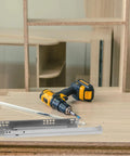 Two Pack Drawer Slide Rails With Silent Buffer And Soft Close, cold-rolled steel, next to drill on wood surface for easy install