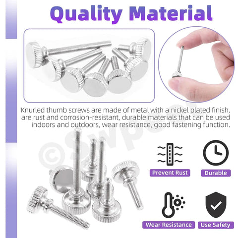 Hella Secure M4 Knurled Thumb Screws Assortment Kit With Nickel Plated Flat Heads for easy handling and fastening.