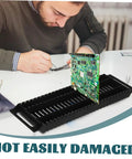 Six Pack Circuit Board Rack Antistatic Holder Stand For PCB Storage And Display, black groove, keeps board upright on table