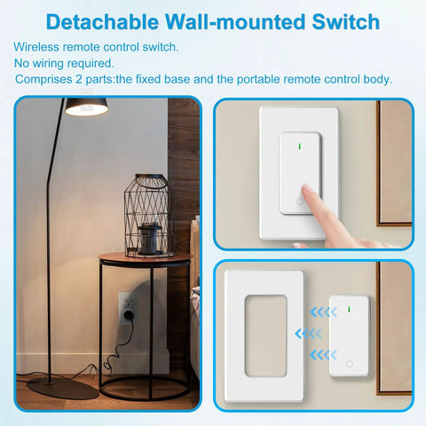 Remote Control Outlet Switch With Wireless Wall Mount For Lamps Fans And Household Appliances No Wiring Needed 15 Amps