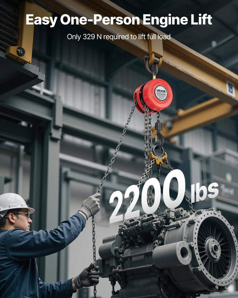 1 Ton Hand Chain Hoist With 8 Ft Lift Galvanized G70 Chain Heavy Duty Pulley Block lifting engine in warehouse