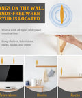 Hands-free operation of Lonfgrc High Sensitivity Magnetic Studs Sensors Tool for Drywalls and Wood Wall Builtin Technology Red with detected stud.