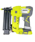 18V Cordless Brad Nailer With Lithium Ion Battery 2 Inch Finish Nail Gun Killing It On Weekend Woodworking Projects Smooth Shooting Side view of yellow nail gun