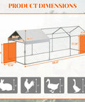 Dimensions of Walk-In Chicken Coop With Run 120x40x40 Inch Outdoor Backyard Poultry Pen Heavy Duty Galvanized Steel