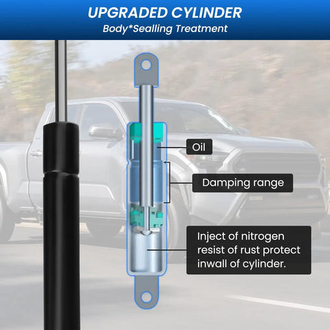 Toyota Hood Struts For Tacoma 2024 2025 2026 And 4Runner 2025 2026 No Drill Hood Lift Support close-up with damping details
