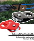 4 Ton Recovery Winch Snatch Block for Beefy 8800 Lbs Capacity, Tough Truck and Off Road Recovery Pulley, Heavy Duty Universal Accessory for ATV UTV Towed Vehicles, Solid Steel Build in Red, steel snatch block with pulley for winch recovery