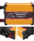 Road Ready Car Power Inverter Handles 12V DC Straight To 110V AC With Dual USB Fast Charging smooth modified sine wave for RVs, trucks, and home gear, featuring 3000W capacity and durable aluminum shell.