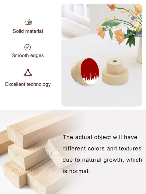 Top Tier Beech Wood Cabinet Knobs Round Drawer Pulls One Point Four Inch Abstract Graffiti Vibe Red And White Painted Furniture Hardware on a table.