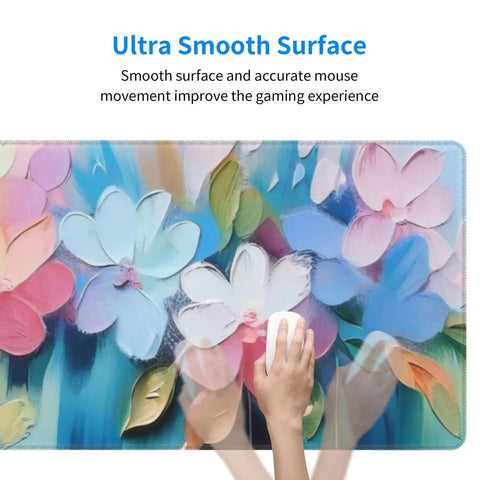 Large Extended Gaming Mouse Pad With Non Slip Rubber Base And Stitched Edges 31.5 X 11.8 Inch Desk Pad For Keyboard And Mouse Floral Oil Flower Pattern Ultra Smooth Glide Office And Gaming Setup