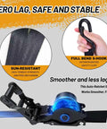 Heavy Duty Auto Retracting Tie Down Straps With Soft Loops, 1 Inch By 12 Feet, 1800 Pound Load Capacity, showing S-hook and mechanism