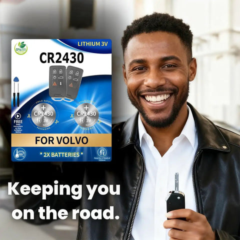 Two Pack CR2430 Key Fob Batteries For Volvo XC60 2010 2017 S60 2011 2018 XC70 2008 2016 S80 2007 2016 V60 2015 2018 V70 2008 2010 Remote Fob Replacement With Pry Tool Included package