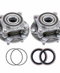 Front Wheel Bearing Hub Assembly For 4x4 Rigs Fits Lexus GX460 GX470 And Toyota 4Runner Tacoma FJ Cruiser Front Left And Right Pair ABS 6 Lug Bolts Replaces 950001 515040, showing two hubs with seals and rings.