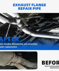 Universal Exhaust Flange Repair Kit Fits Most Cars And Trucks Uses T304 Stainless Steel With Gasket And Bolts for easy pipe replacement.
