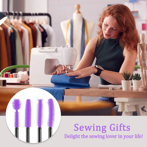 Deep Cleaning Kit For Sewing Machines With Reusable Silicone Bristle Brushes That Reach Every Nook And Cranny, 20 Pack Purple