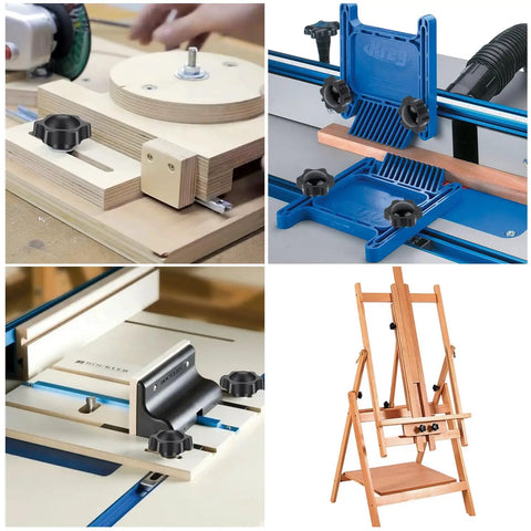 Twenty Piece T Track Knob Kit For Woodworking Jigs And Fixtures Includes Star Knobs T Bolts And Steel Washers in use