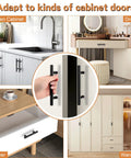 5 Pack 3-3/4 Inch Hole Centers Solid Stainless Steel Round T Bar Cabinet Pulls Black for kitchen cabinets, dressers, and wardrobes