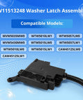 W11513248 Washer Lid Lock Switch Assembly for compatible models, designed for easy installation on top and front load washers.