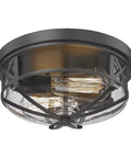 Dope Flush Mount Ceiling Light Fixtures For Indoor Outdoor Use With Glass Shade 2 Light E26 Aluminum Black Round Frame