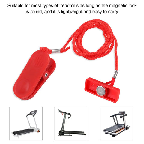 Universal Treadmill Safety Key Magnetic Replacement For Most Treadmills No Sweat Emergency Stop Rectangle Key Quick Stop Accessory For Running Machines Safe Workouts red ABS plastic clip with 83.5 cm cord