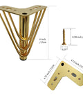 Heavy Duty 6 Inch Triangle Metal Furniture Legs Set Of Four With Rubber Floor Protectors Gold Finish For Sofas Couches Dressers And Cabinets Built To Take A Beating Durable Support And Modern Decor Upgrade, featuring triangle design and dimensions.