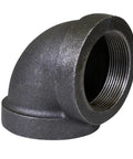 Heavy Duty 2 Inch Cast Iron 90 Degree Street Elbow Pipe Fitting Black Finish Threaded For Gas Oil Water Plumbing Badass Durability Built Like A Tank For Serious Diy And Industrial Projects 150 Psi Rated, close-up view.
