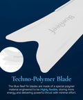 Close-up of non-vented blade on freediving fins with full foot design for snorkeling, clear finish, size 39-40.