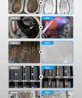 Before and after cleaning comparison showing effectiveness of Real Deal Dry Ice Blasting Machine With Wireless Spray Gun for grime removal.