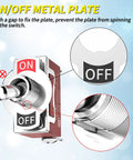 Heavy Duty Marine Toggle Switch 12V DC 30A Waterproof 2 Pin SPST On Off Switch with boot cover, showing on/off metal plate