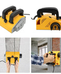 Heavy Duty Electric Wall Planer And Tough Concrete Scraper With A Ripping Tungsten Steel Blade in use, showcasing two handles and a tungsten blade.