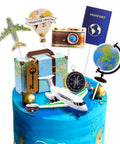 Adventure Travel Cake Topper Set For Party Decor All In One Travel Themed Cupcake Toppers With Suitcase Boxes Mini Camera Airplane