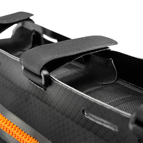 Close-up of 4L Bike Frame Bag With Large Opening And Repositionable Top Tube Strap, 2021 Model, German Made, interior view
