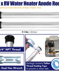 Rock Solid Rv Camper Rig Service Kit Featuring A Durable Mag Anode Rod And Flexible Flush Wand For Hot Water Tanks Paired With A Sturdy Hex Wrench For No Sweat Sediment Removal, includes two 9-1/4 inch anode rods.