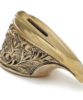 Bronze Knife Guard Bolster For Custom Knife Making with flame style detailing, hand cast solid metal accessory for knifemakers