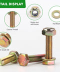 1020Pcs Metric Hex Bolt And Nylon Locknut Assortment Kit Packed With Grade 8.8 Alloy Steel And Zinc Galvanized Washers for automotive repairs, featuring course thread and flat washers.