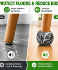24 Pack Cool Zebra Stripe Furniture Tennis Ball Floor Protectors For Chair And Desk Legs showing before and after use on floors