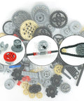 MaleKo Tech Gears And Axles Set Over 120 Pieces For MOC Car Building Blocks Accessories Wheels Pins Differential Gearbox Chain