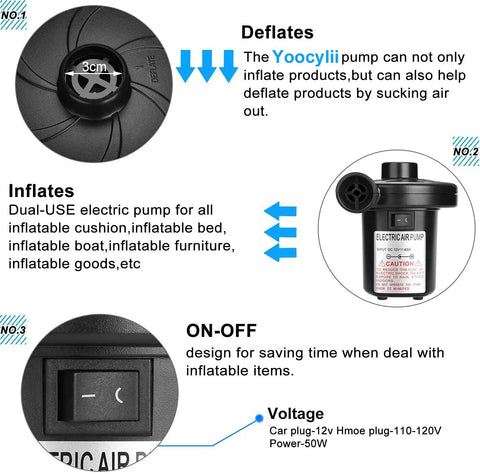 Electric Air Pump For Inflatables And Air Beds Quick Fill For Pools Boats Rafts Camping Gear And Cushions 12V DC 110V AC