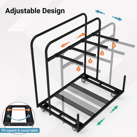 Heavy Duty Folding Chair And Table Rack Cart For Events And Venues Holds 10 To 16 Chairs And 4 To 8 Tables Powder Coated Steel