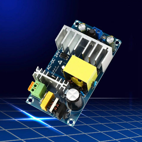 24V Power Supply Module With High Efficiency AC To DC Converter Stable 4A To 6A Output For Industrial Equipment Industrial Grade Power Solution For Reliable Smooth Operation. AC-DC board with heatsinks and capacitors