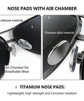 Push In Eyeglass Nose Pads Replacement Kit With 18 Pairs Six Size Options For A Custom Fit spare nose pads shown with air chamber and titanium alloy material