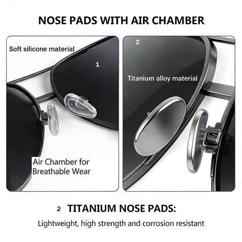 Push In Eyeglass Nose Pads Replacement Kit With 18 Pairs Six Size Options For A Custom Fit spare nose pads shown with air chamber and titanium alloy material