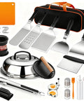 Griddle Accessories Kit For Blackstone Griddles, 28 Piece Hibachi Tools Set with spatulas, burger press, and trivet mat
