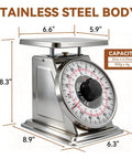 Analog 2lb Kitchen Scale With Mechanical Dial Stainless Steel Platform Rugged Pro Grade Build Easy Manual Weighing.