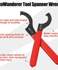 Nine Piece Coilover Spanner Wrench Set For Adjustable Shocks Universal Carbon Steel Wrenches with red rubber handles, details visible