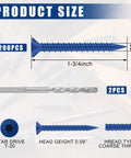 Built Tough 200 Piece Concrete Screws 3/16 X 1-3/4 Inch Blue Star Drive Masonry Anchors with two pilot drill bits for diverse use.